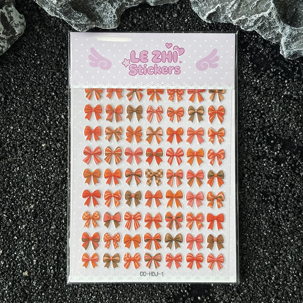 LEZHI Cute Bow Stickers Sheet Kawaii Ribbon Decals For Journal Scrapbook Diary Decoration Coquette Aesthetic Y2K Stationery Gift