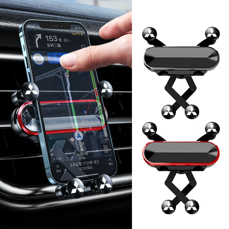 

Car Phone Holder Air Vent Clip Smartphone Stand Gravity Support Mount Emblem For MitsubishiS Lancer ASX Mirage Pajero Sport