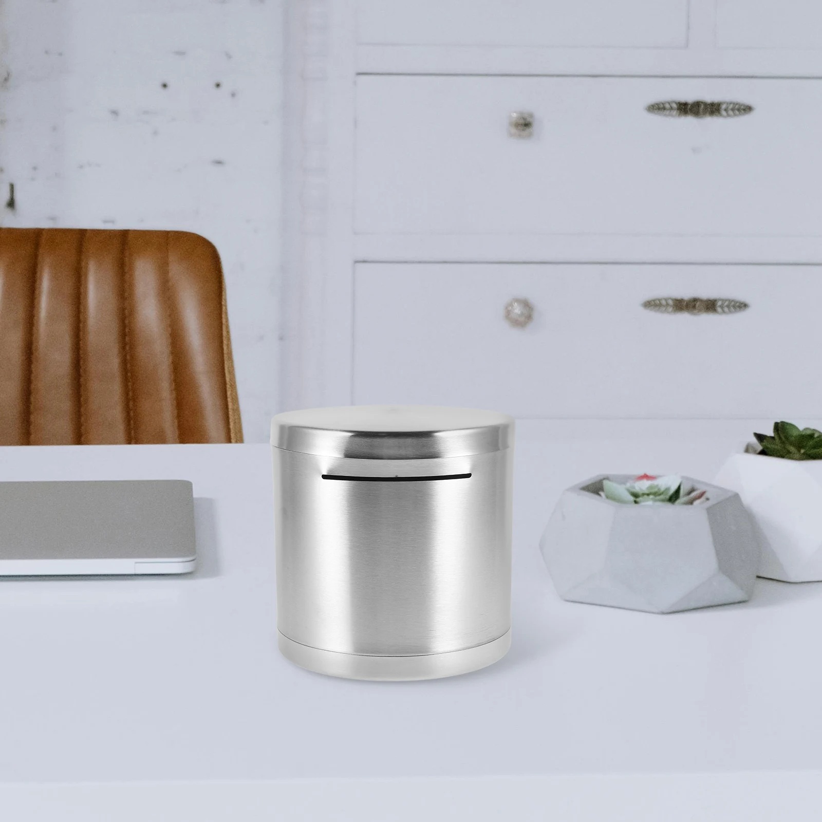 

Stainless Steel Saving Coin Jar Bedroom Piggy Bank Metal Cash Holder Smooth Surface Portable Money Storage Box For Home