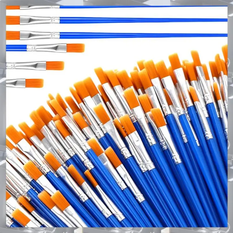 

Hot Selling-500Pcs Flat Paint Brushes Bulk For Classroom Crafts Acrylic Oil Painting Watercolor Painting Canvas Face Painting,50