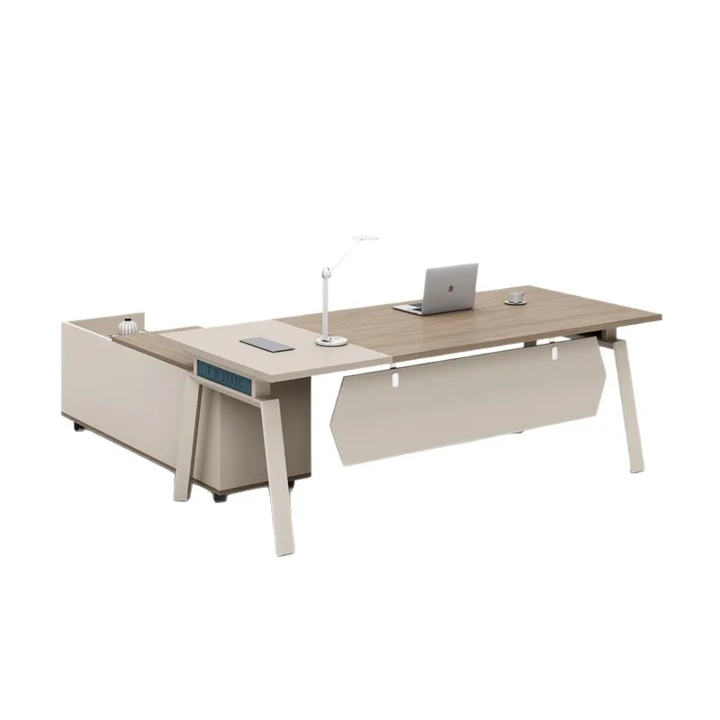

*Single Boss Table Office Desk Metal Frame Modern Minimalist Manager Desk and Chair Combination