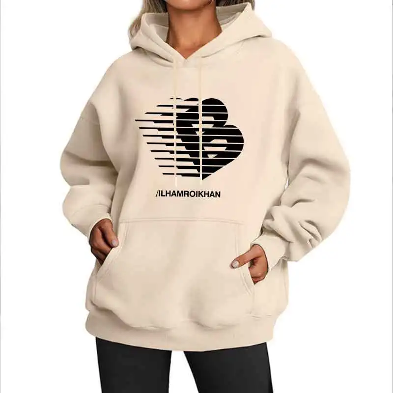 سترة بغطاء للرأس كاجوال من Street Fashion للنساء من نسيج البوليستر المحبوك بأكمام طويلة ومناسب عادي مع غطاء للرأس مع امتداد طفيف #2