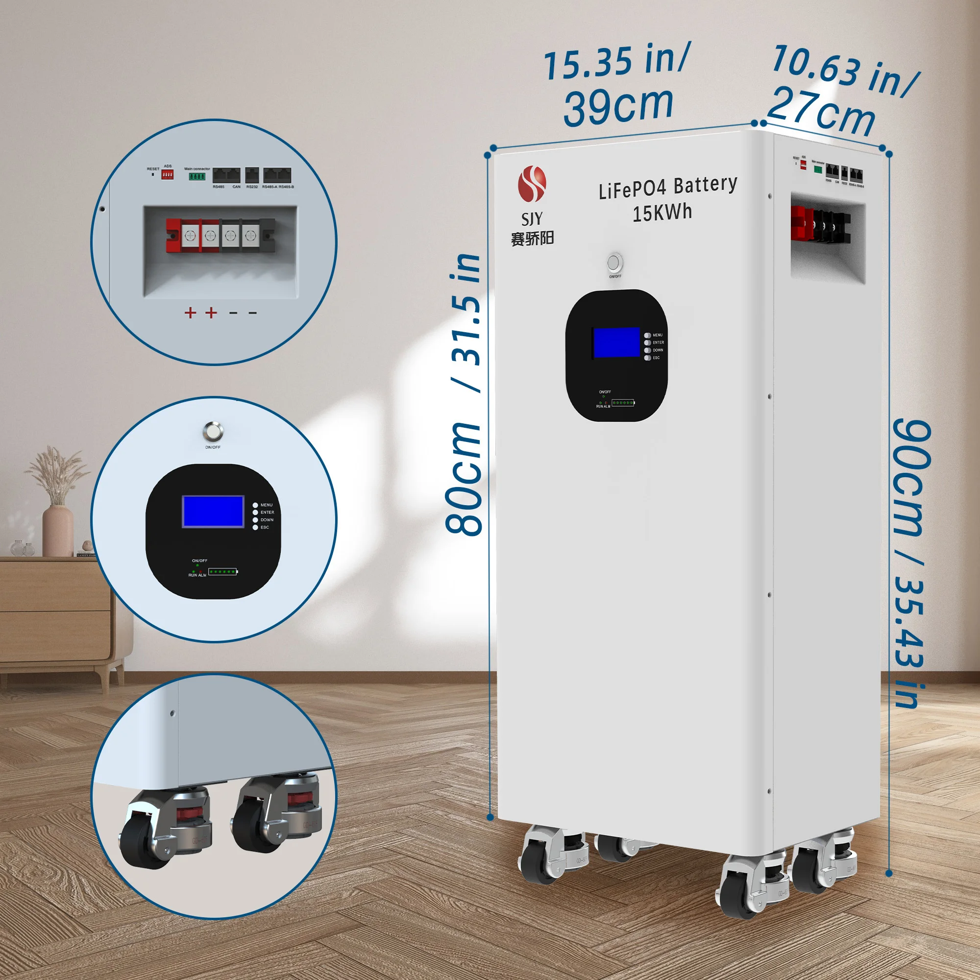 LiFePO4 Battery 15kWh 48V (51.2V) Solar Energy Storage System, 300Ah Deep Cycle with Built-in BMS, Bluetooth & WiFi Monitoring - Miami FL Warehouse US Stock, Wholesale Export Ready to Mexico, Latin America, Caribbean & Africa, Off-Grid Solar, Home Backup