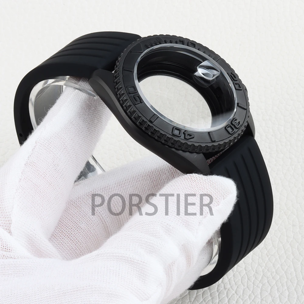 Matte Black 42mm NH35 Case for SKX007 Nh35 Nh36 movement 28.5mm dial Waterproof Sapphire glass Stainless Steel rubber Bracelet