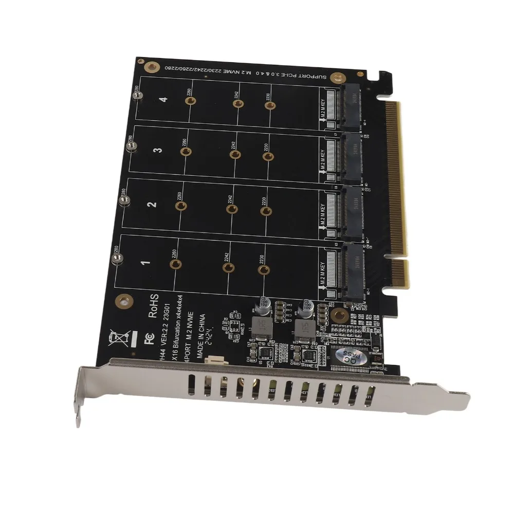 

Стабильная 4-портовая карта-адаптер M.2 PCIe, PCIe X16, Plug and Play, карта расширения PCIe, 4 x 64 Гбит/с, внутренняя карта-контроллер PCIe