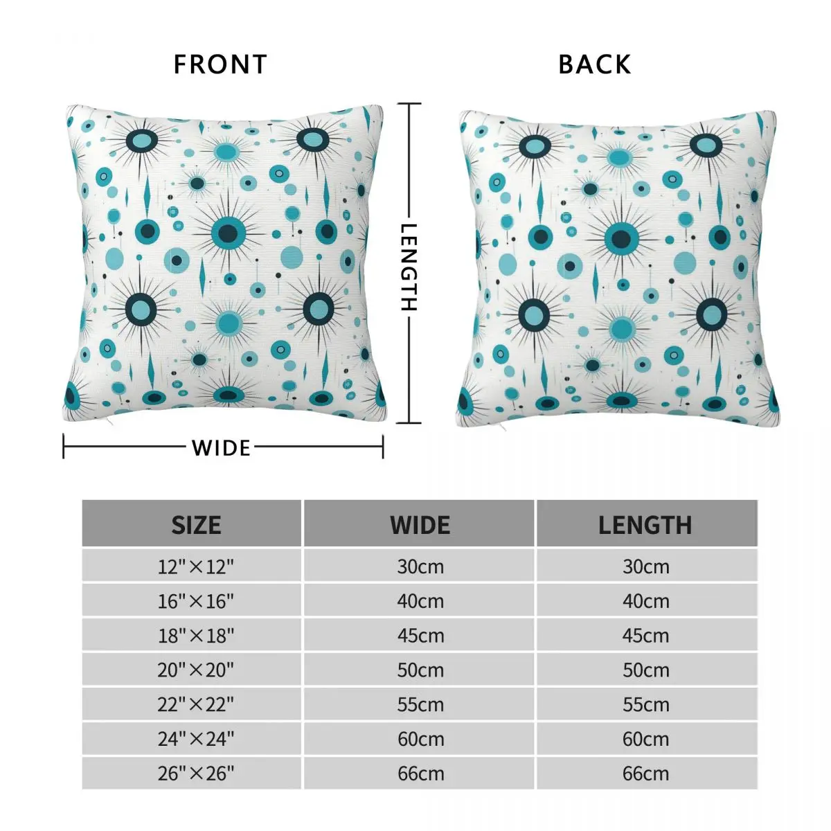 Blue Atomic Starburst Circles Square Pillowcase Polyester Linen Velvet Pattern Zip Decor Throw Pillow Case Room Cushion Cover
