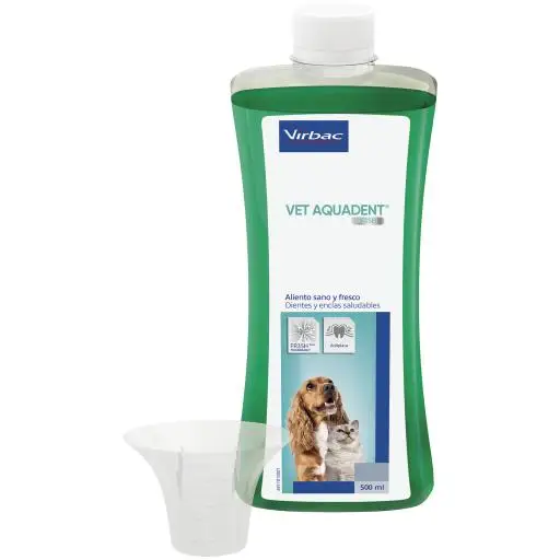Virbac Vet Aquadent Líquido para la Higiene Dental en Perros y Gatos - 500 ml