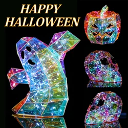 Halloween Prismatic Ghost Iridescent Ghost Decor Cute Glow Ghost Led Lights Holiday Party Decoration Scary Atmosphere Prop