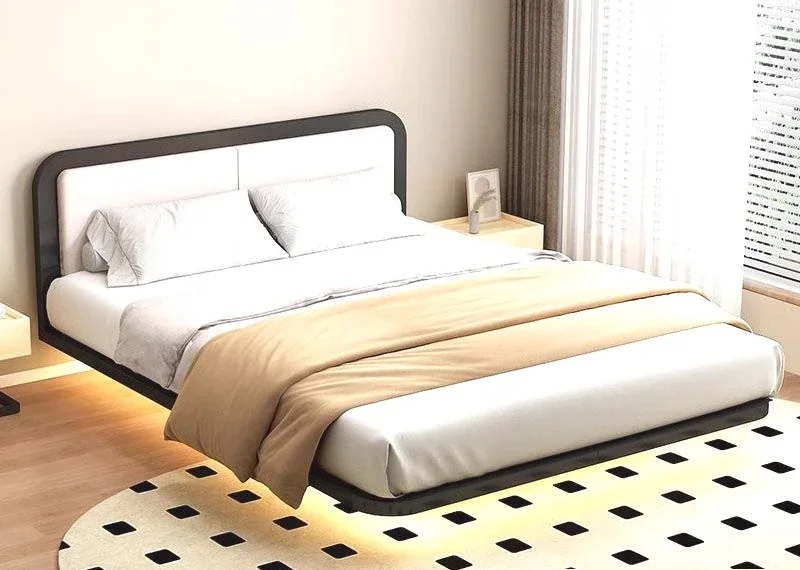 Nordic Modern Light Luxury Creativity Suspension Bed Wrought Iron Reinforced Double Simple Row Skeleton Dormitory Apartment