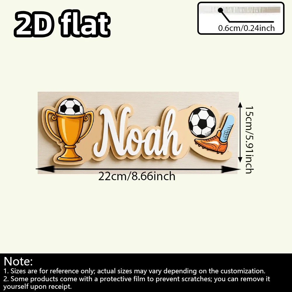 Personalized Custom Name Soccer Wooden Door Sign, Football Trophy Soccer Ball Cleats Wall Plaque, Bedroom Hanging Decor Gift