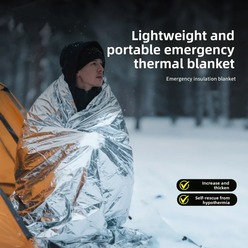 

Emergency Thermal Blanket & Rain Poncho-Cold Weather Survival Blanket for Outdoor Hiking Portable Backup for Camping & First aid