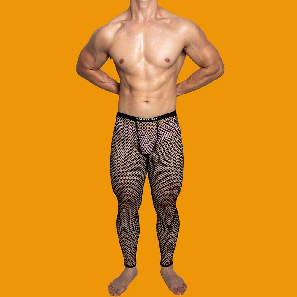 

Autumn New Men's Mesh Lace See-Through Trousers American Retro Sexy Fashion Trend Casual Tight Breathable Men's Bottoms 2025