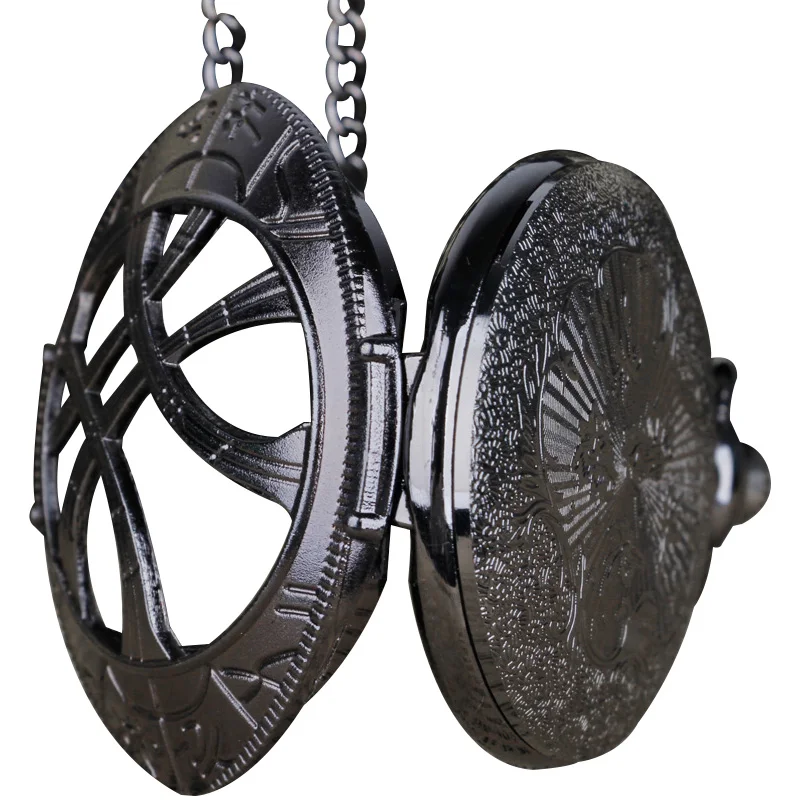 Orologio da tasca al quarzo vintage occhio di Agamotto in bronzo, gioielli, collana con ciondolo, catena, regali per uomini e donne