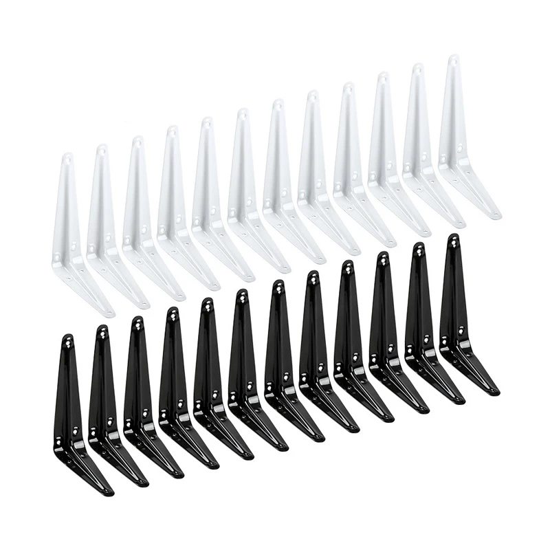 12 Pack Black Metal Floating Shelf Bracket, Rustic Farmhouse Decorative L Brackets for Shelves, Wall Mount Corner Brace