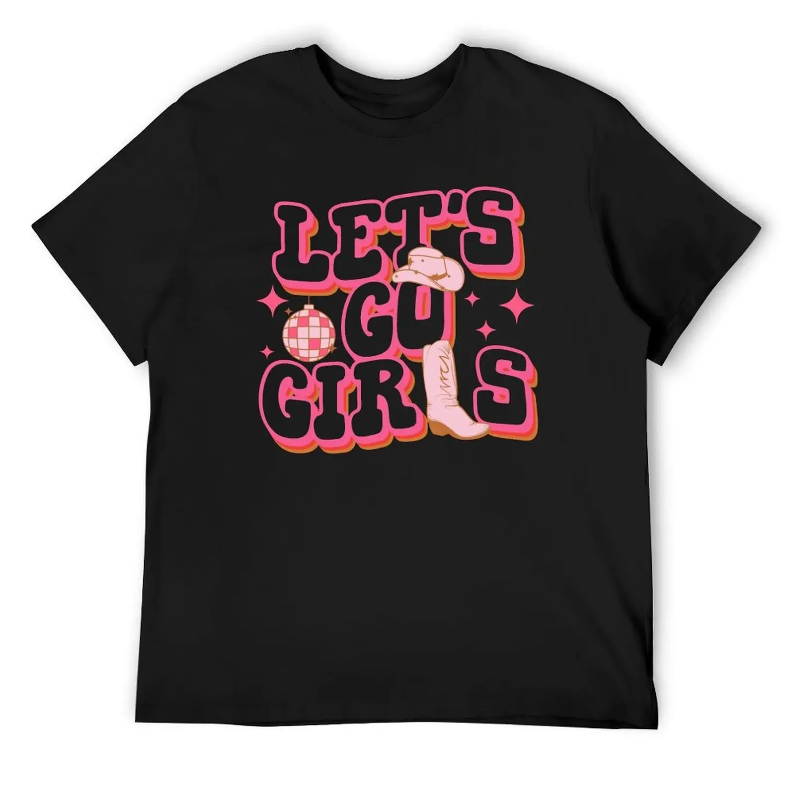 White Let's Go Girls Cowboy Boots Cowgirl Hat Bachelorette Party T-Shirt sweat customizeds mens clothes