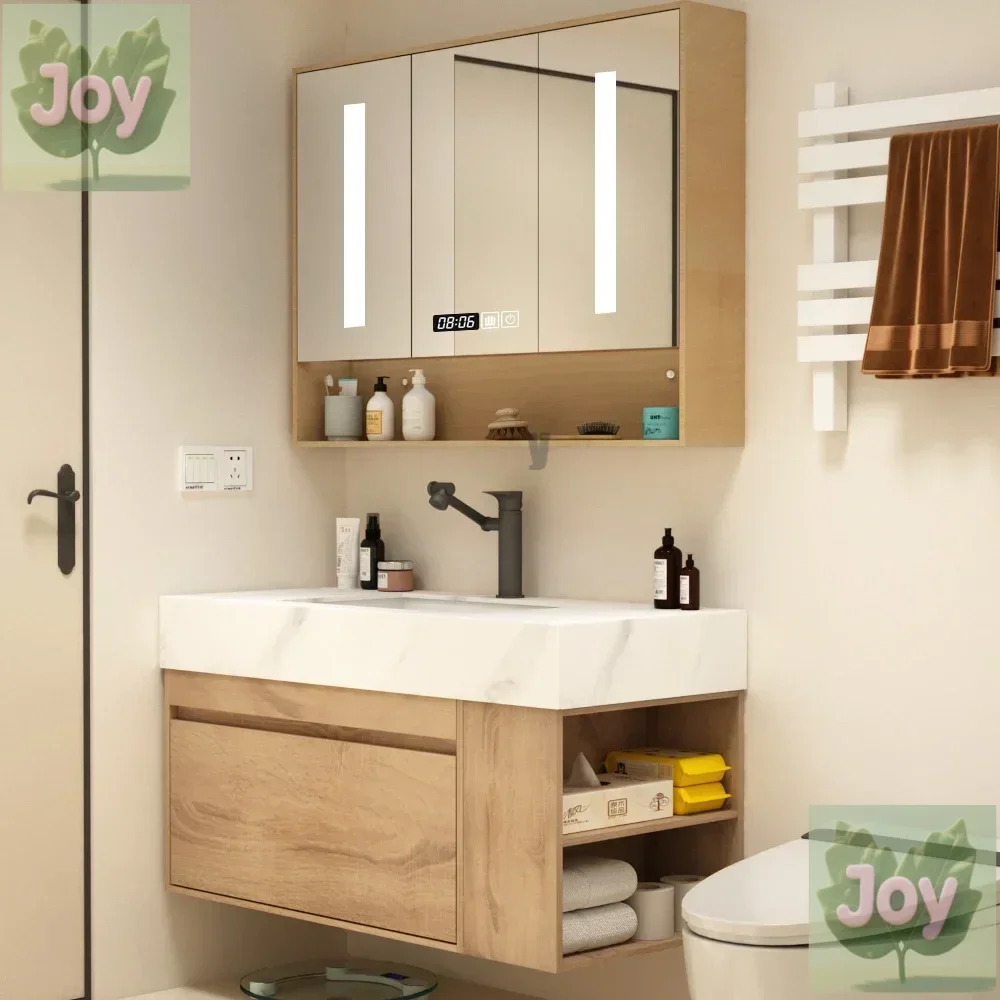 

Встроенная раковина из каменной плиты, шкаф для ванной комнаты, комбинированная ванная комната с боковыми хранилищами, умывальник, станция для умывальника с китайской бревенкой