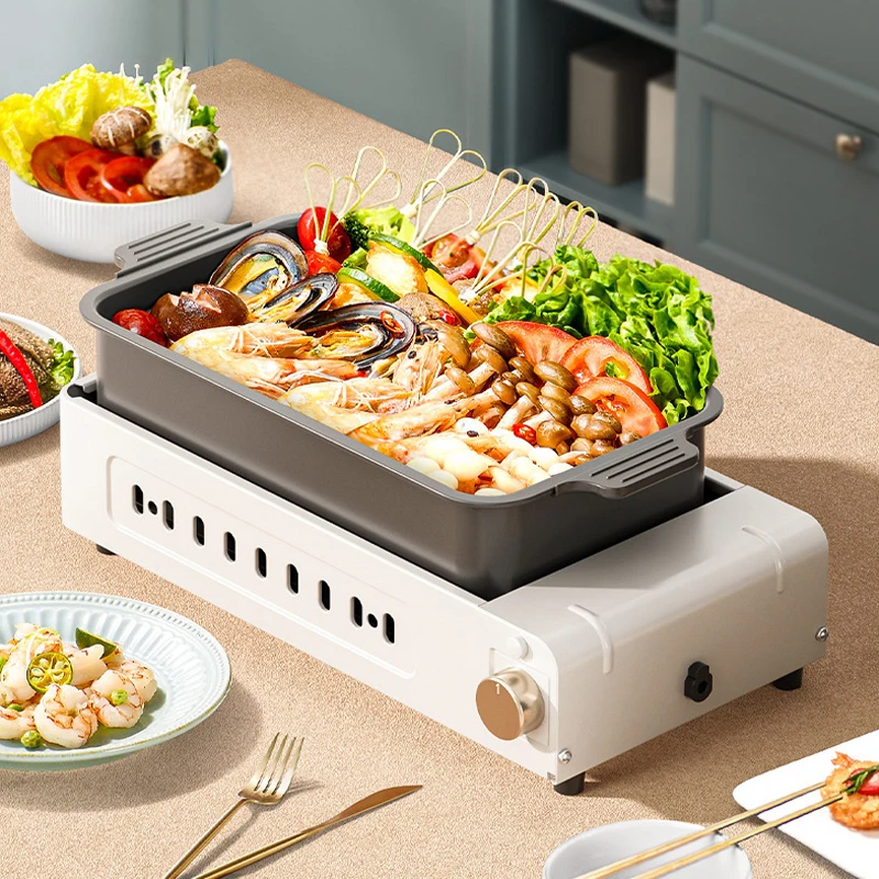 

Smokeless Electric BBQ Hot Pot Split Cooking Pot 3-in-1 220V Electric Barbecue Machine 1500W Multifunction Grill Pan