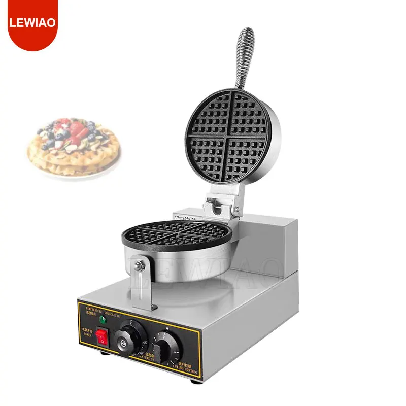 Commercial Round Waffle Maker Nonstick Stainless Steel 220V Temperature And Time Control Suitable