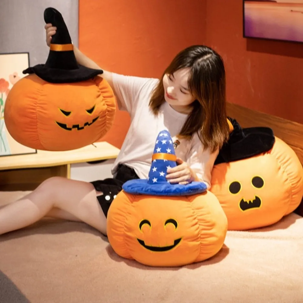 

Wearing Hat Pumpkin Demon Doll PP Cotton Stuffed Halloween Plush Toy Funny Soft Halloween Pumpkin Throw Pillow Home Decoration