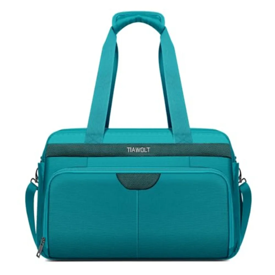 

Weekender travel duffle bag for men and women: airline-approved carry-on, expandable polyester with black color, wet pocket and