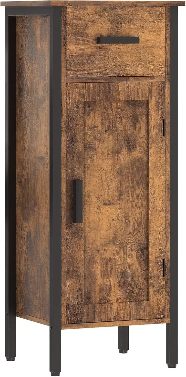 

Storage Cabinet, Small Cabinets with Adjustable Shelf, Narrow Cabinet with Door and Drawer, Nightstand, Small Storage