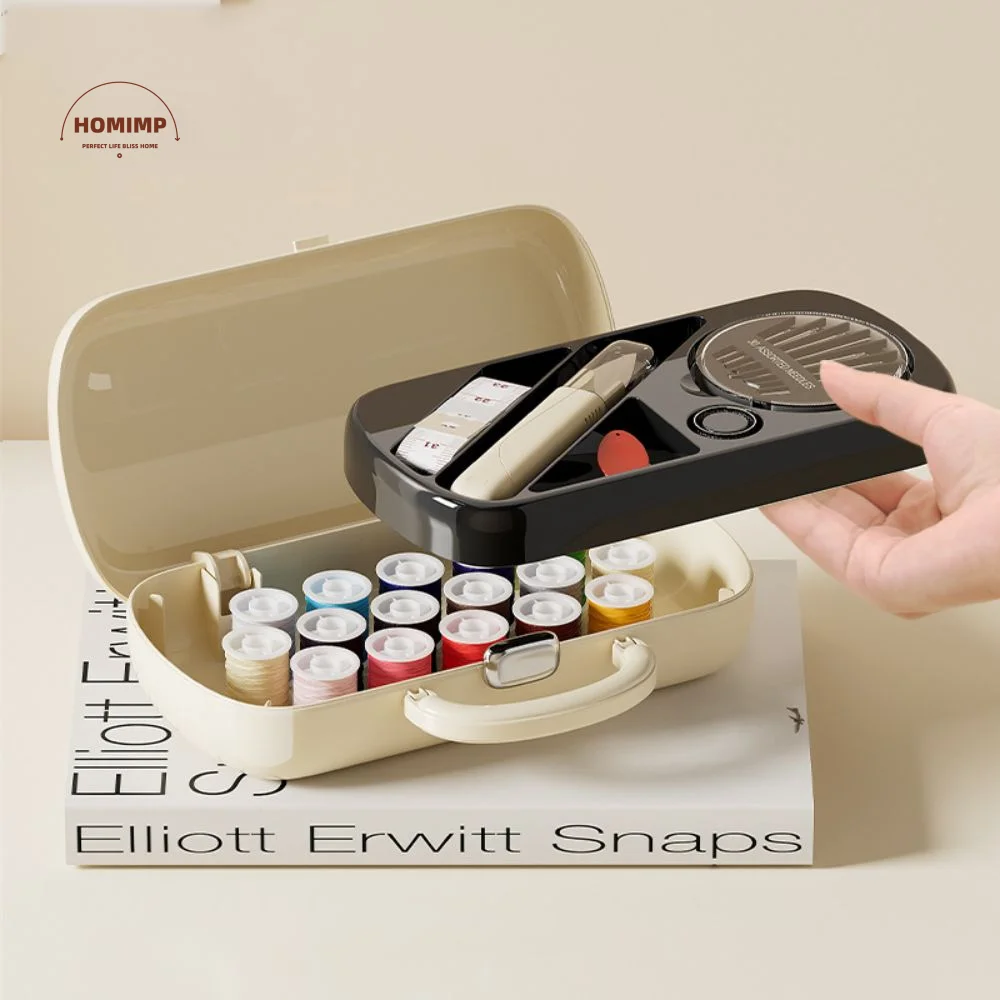 

Portable DIY Hand Sewing Kit Space Saving Dopamine Sewing Storage Box with Handle Needle and Thread Box Hand Sewing