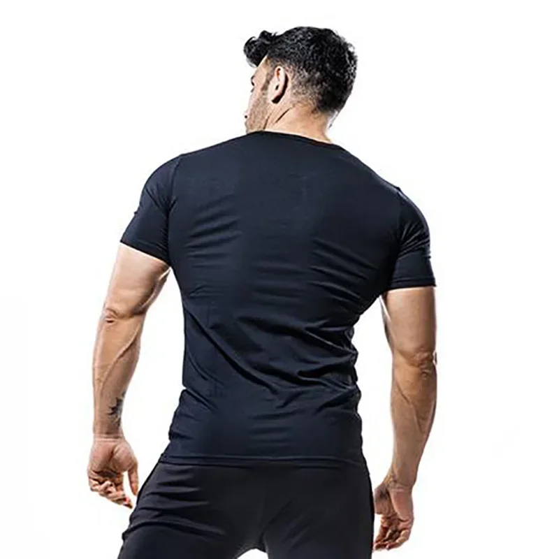 Summer Men Clothing Casual V-neck Shirt Short Sleeve Breathable Cotton T-shirt Male Gym Bodybuilding Muscle Workout Tees Tops