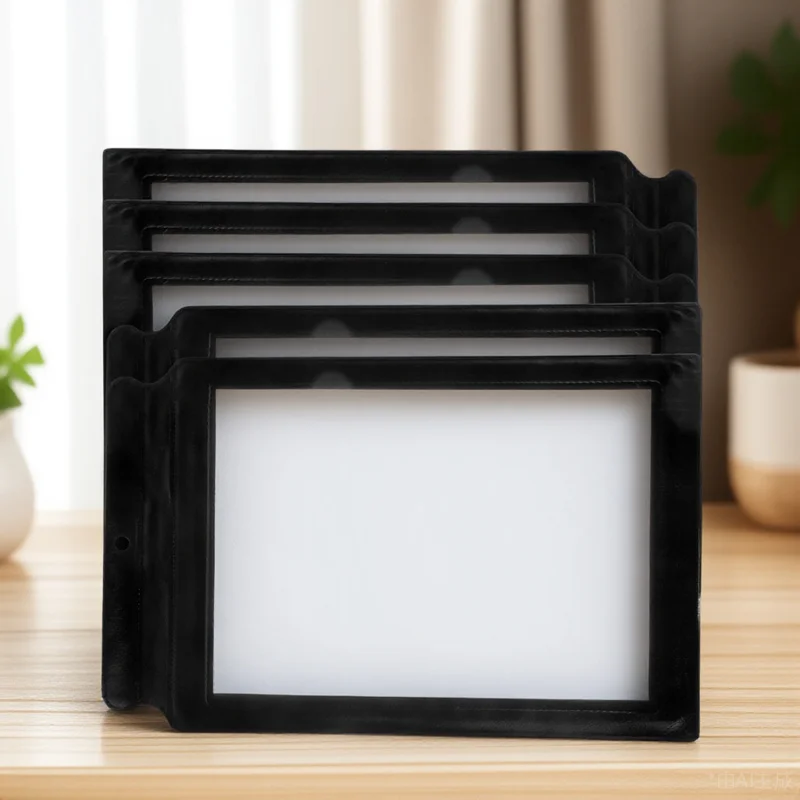 

5pcs Ultra-thin Magnifying Glass PU Edge A4 Size Black Frame Lightweight Portable Page Magnifier for Reading Books