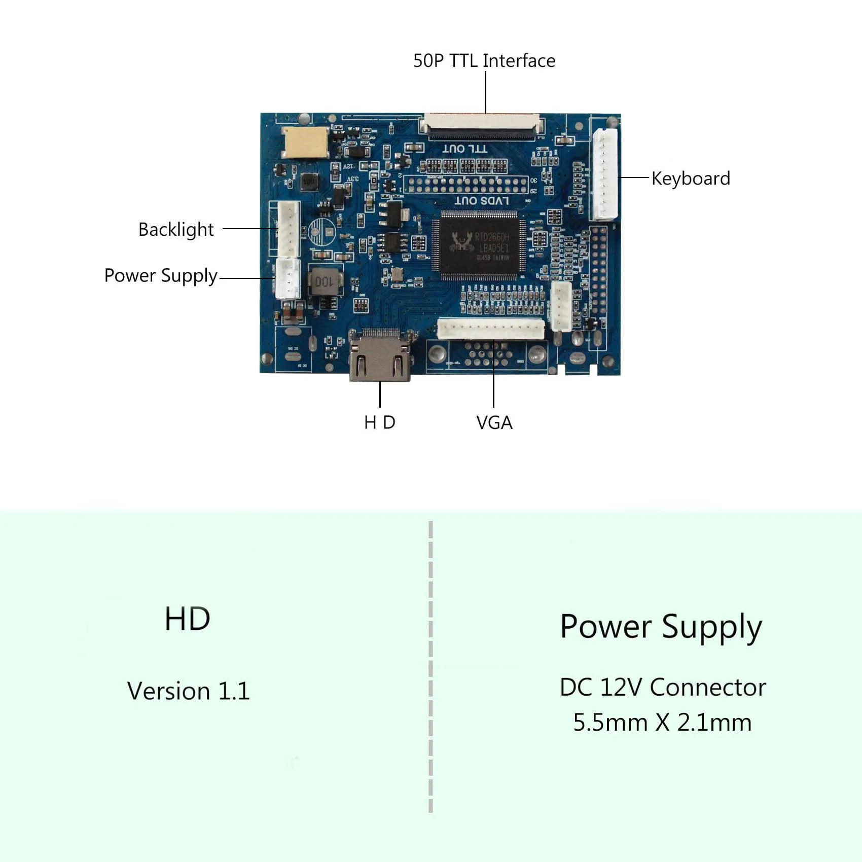 HD MI VGA AV LCD Controller Board 10.1