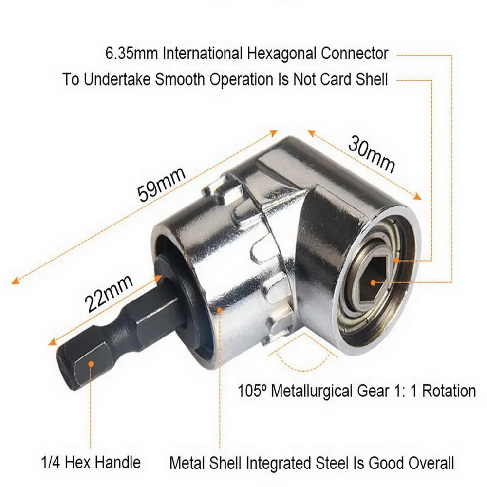 Brinlry  Hex Bit 105 Degree Angle Screwdriver Socket Holder Adapter Adjustable Bits Drill Angle Screwdriver Batch Head No a Set