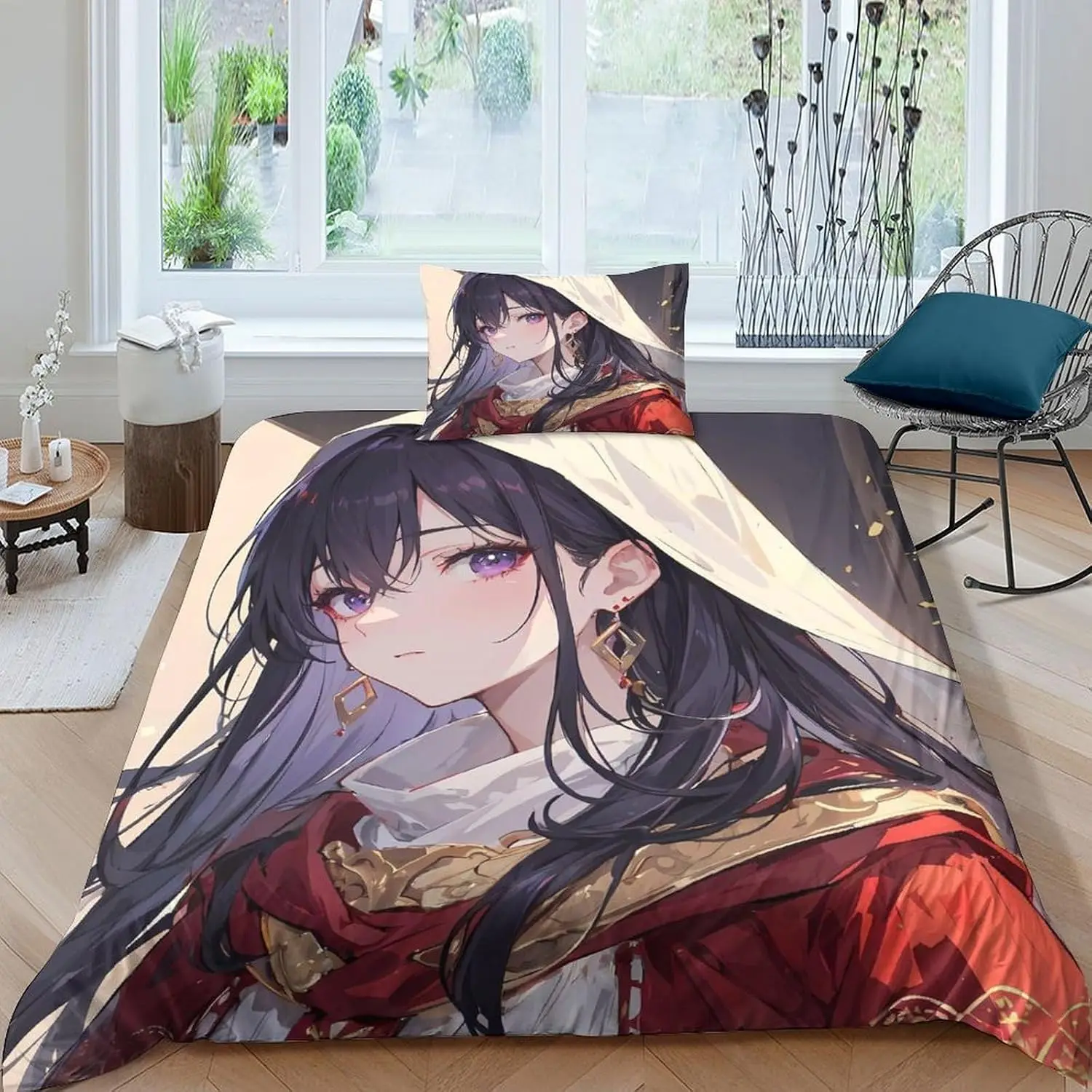 

Lovingly Anime Girls Bedding Set Single Size 135x200cm 3pcs Microfiber Cartoon Duvet Cover Set Soft Quilt Comforter Cover