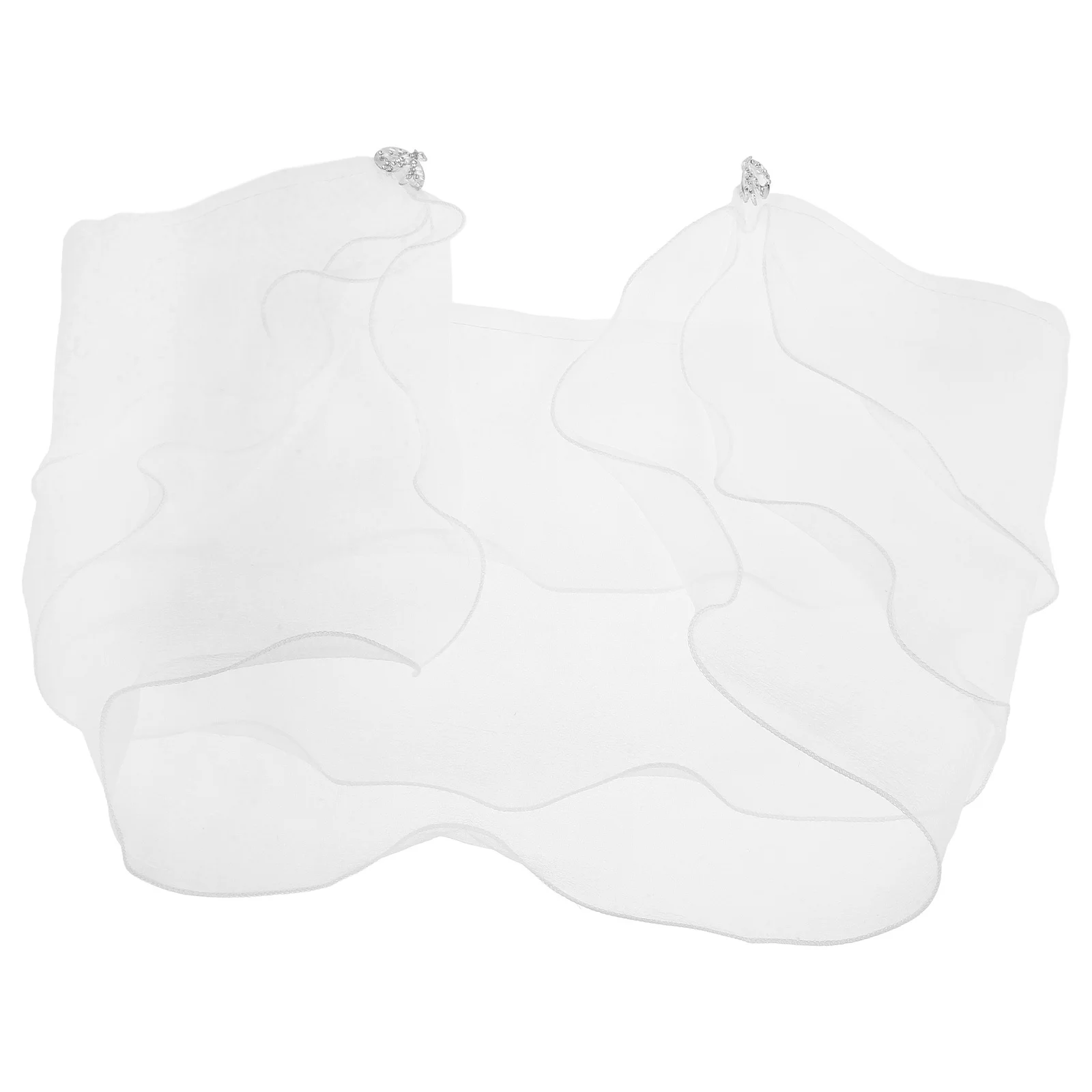 

Bridal Wedding Shawl Three-Layer Bubble Gauze Rolled Edge Bowknot Closure Elegant Wrap for Bridal Dress Formal