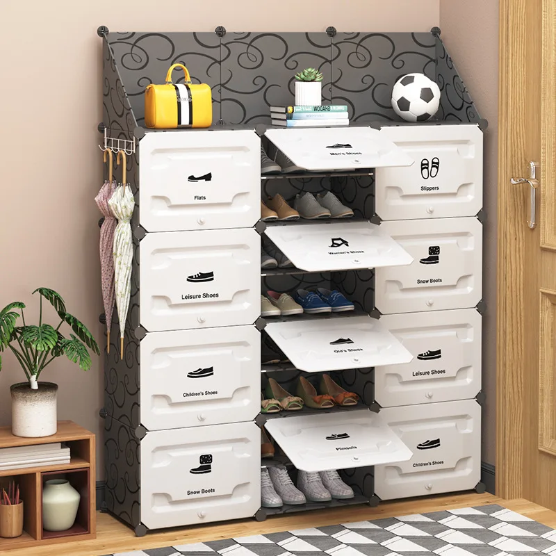 Shoe rack, large capacity and space saving, simple storage cabinet, simple and economical multi-layer dustproof shoe cabinet