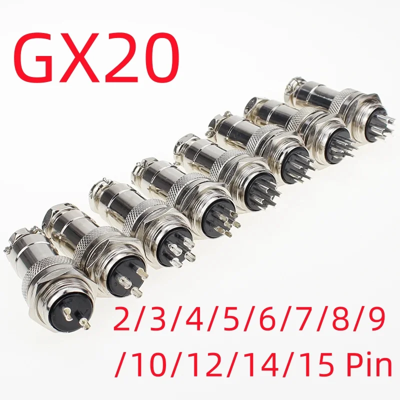 1set Male and female GX20 2/3/4/5/6/7/8/9/10/12/14/15 pin 20mm circular wire board aviation connector with cover socket