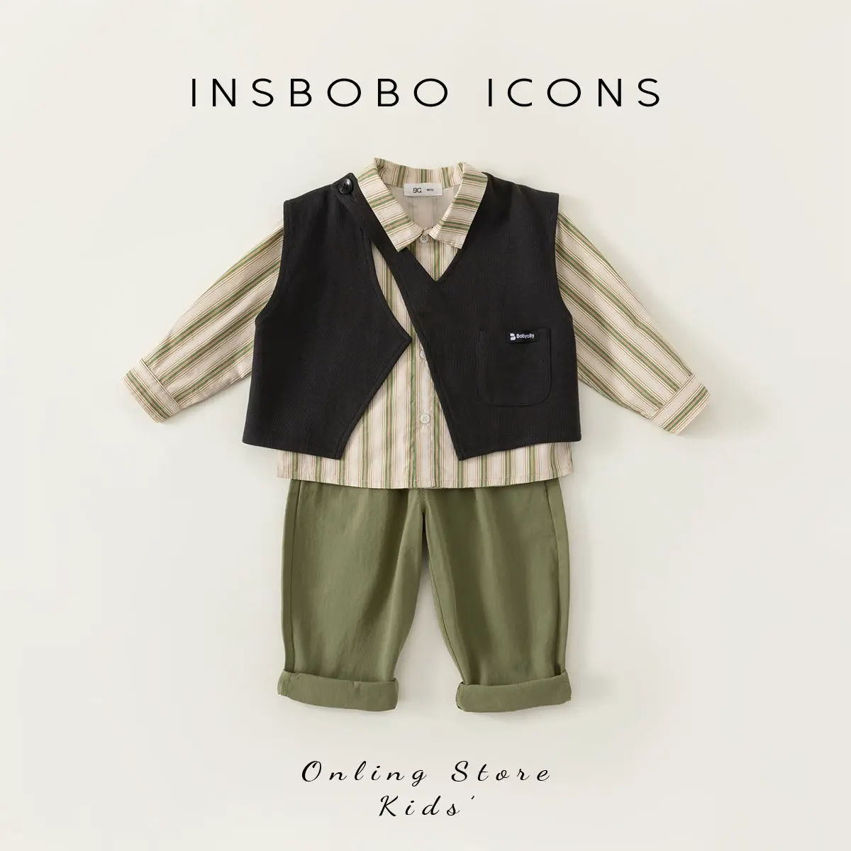 

Boys Cotton Spring Set 2025 New Style 1-3-5-7 Year Old Boys Baby Vest+Striped Shirt+Pants 3-Piece Set Baby Spring/Autumn Clothes