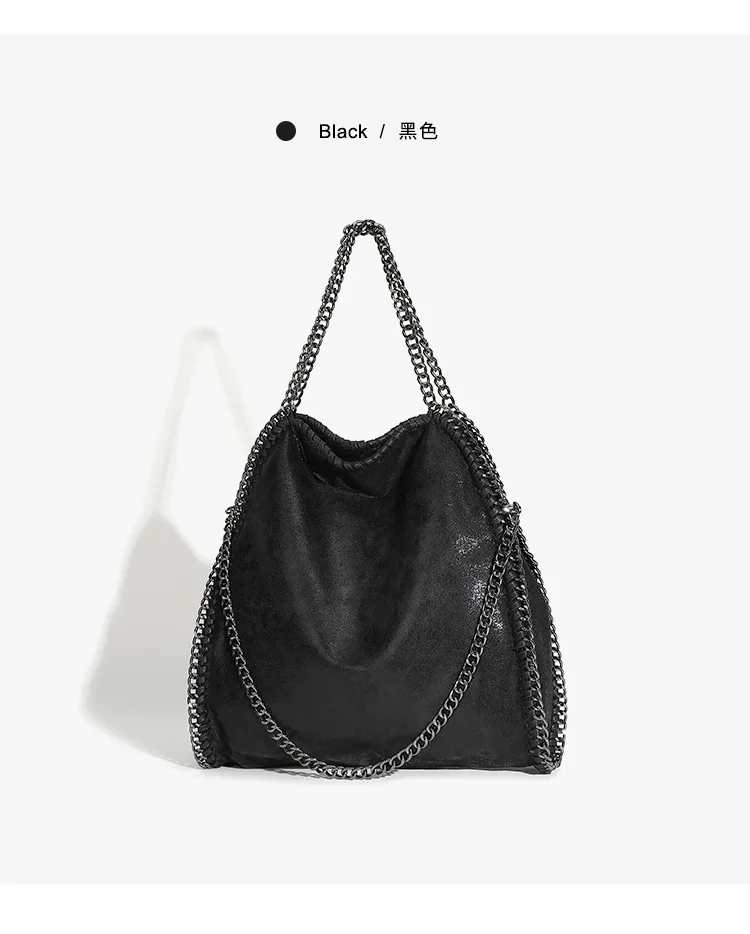 Mode frauen Kette Schulter Tasche Vintage Große Kapazität Umhängetasche Weibliche Faltbare Einfarbig Handtaschen Einkaufstaschen – Detail 30