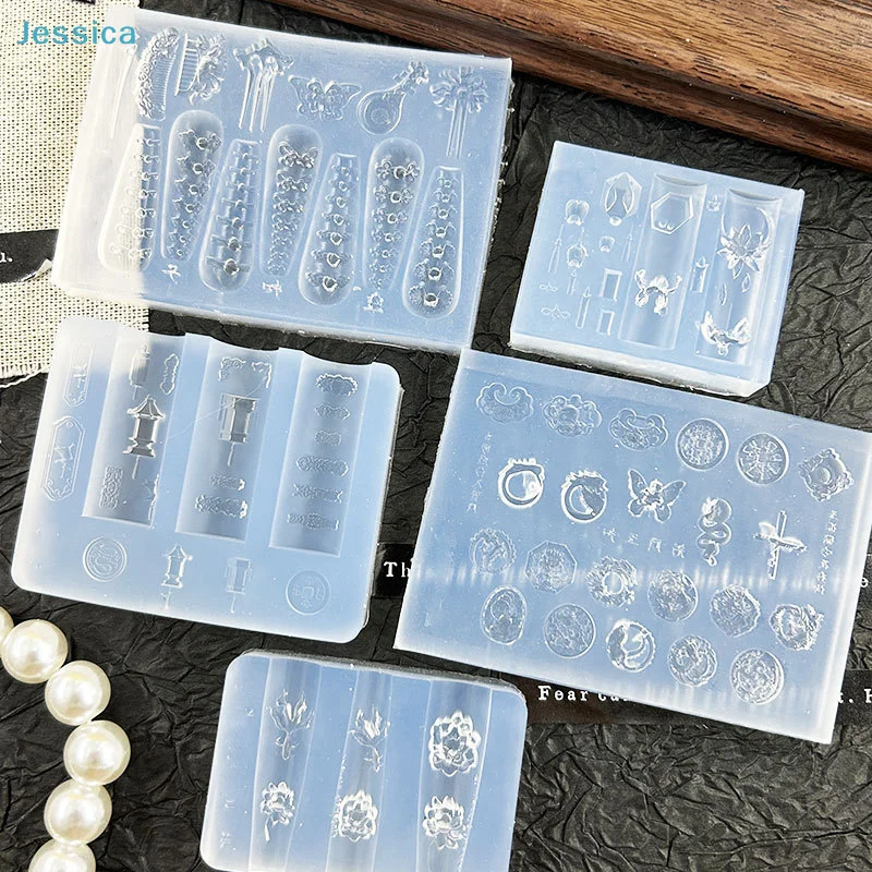 ♥ 3D سيليكون مسمار الفن العفن لوتس فانوس ذهبية لوحة مشبك نحت قالب DIY تصميم مانيكير سحر ديكور #6