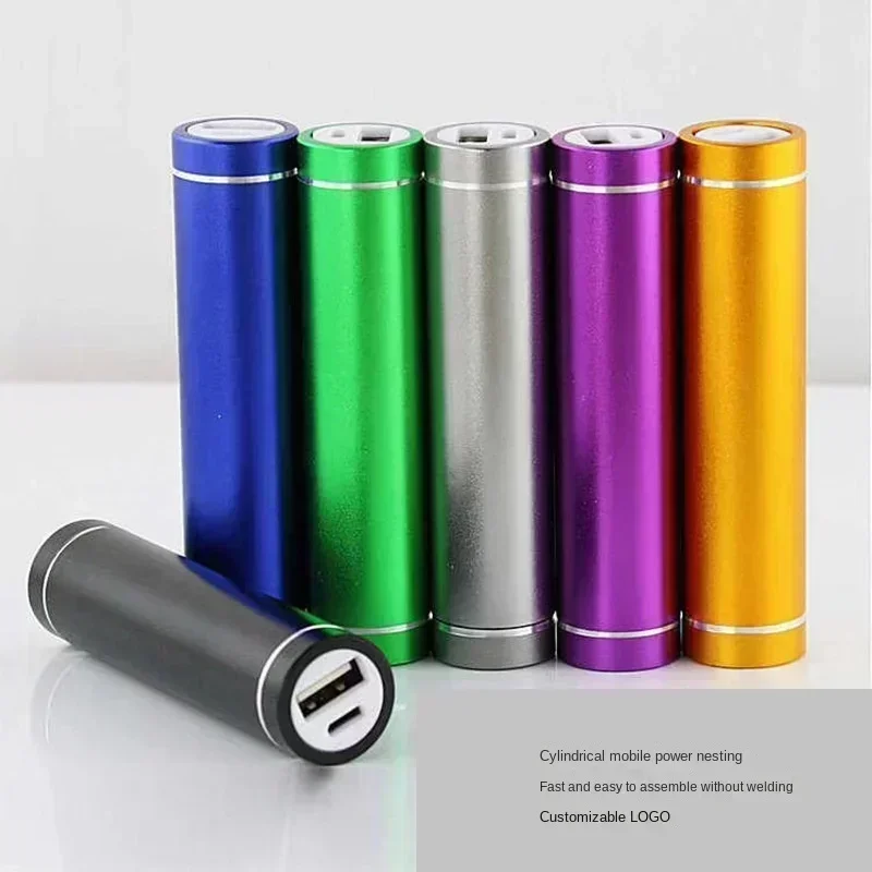 Single Aluminum Alloy Cylindrical DIY Welding-free Mobile Power Supply Nesting 18650 Battery Case Mini Power Bank Shell