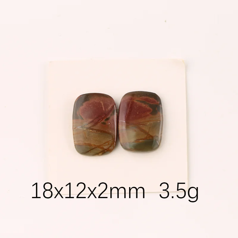 B&F 2PCS Cabochon Natural Multi-Color Picasso Jasper Stone—Loose Gemstone for Jewelry Making  customized—18x12x2mm 3.5g