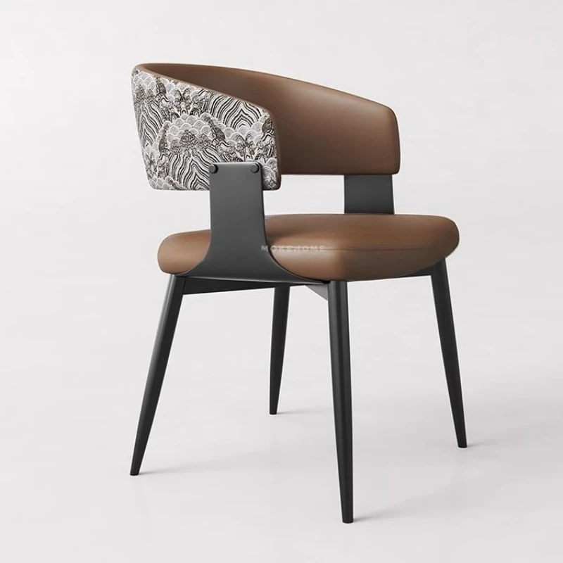 Mid-Century Modern Dining Chairs Retro Designer Living Room Seating Luxury Backrest Kitchen Chairs Leather Dining Room Furniture view 4