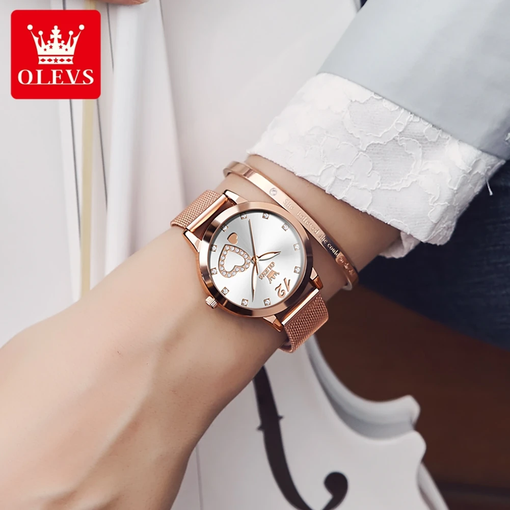 OLEVS Original Woman Watches Luxury High Quality Quartz Movement Rose Gold Wristwatches Elegant Watch 3atm Waterproof 5189
