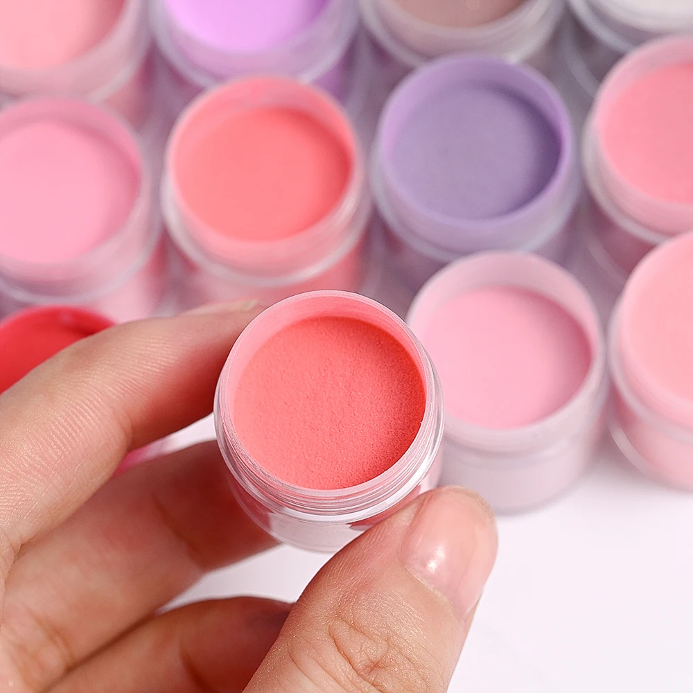 24 Colors Solid Nude Nail Acrylic Powders Extension/Carving/Dipping Crystal Powder 3D Natural Dry Professional Nail Art Powder *