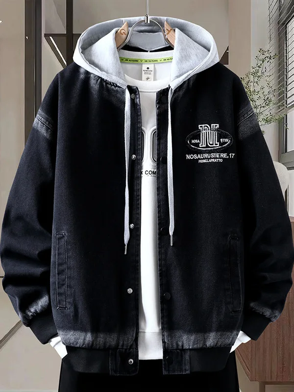 

Модное молодежное джинсовое джинсовое пальто свободного кроя для студентов M, весенне-осеннее длинное пальто из смеси хлопка и полиэстера