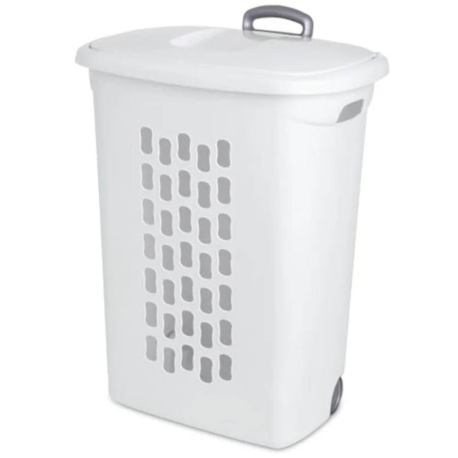 

3 Pack Ultra-Wheeled Laundry Hamper with Flip-Top Lid Retractable Handle Ventilated Plastic Rolling Basket for Home Apartment D