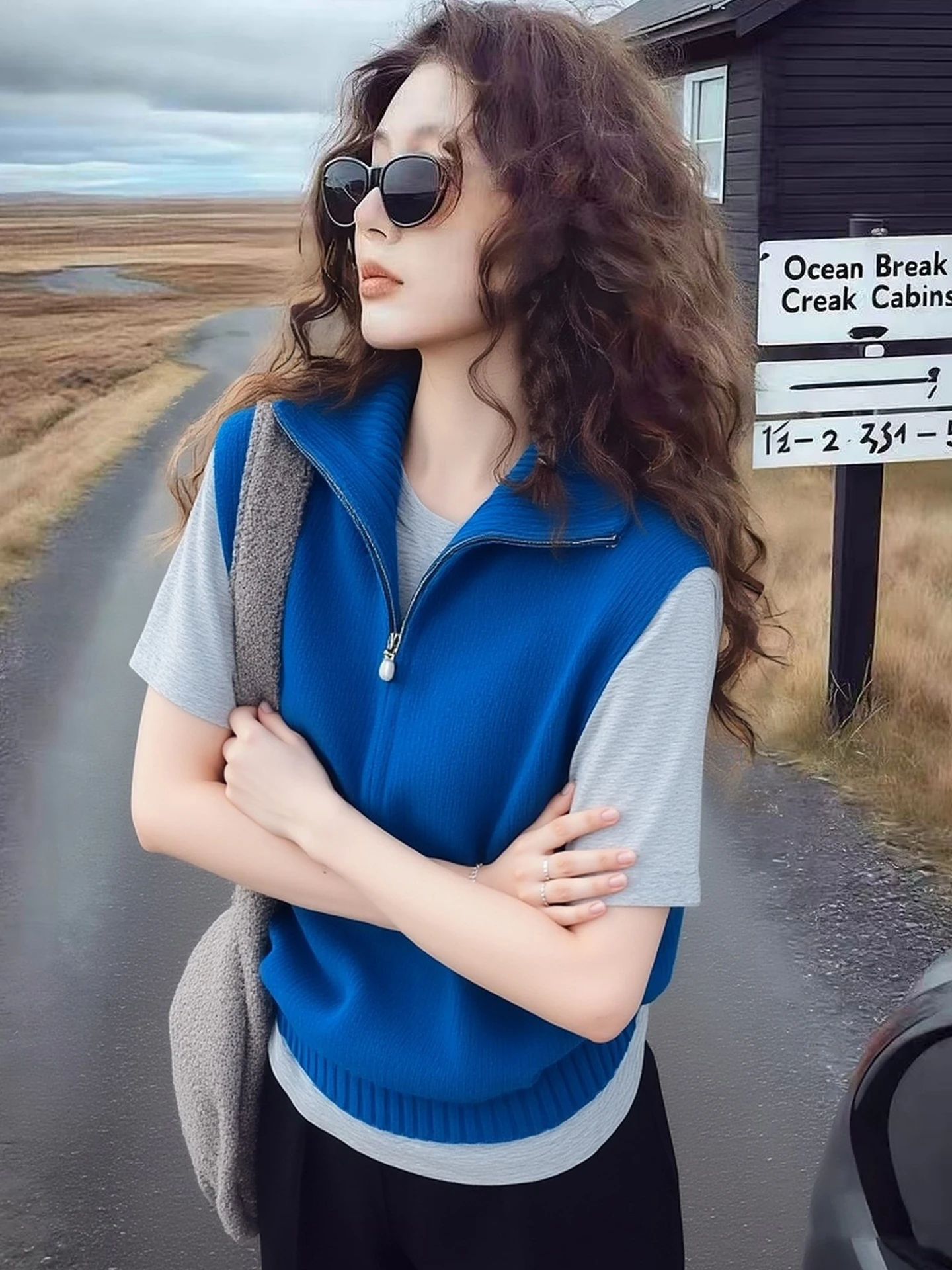 

Trendy Knitted Vest Top Sleeveless Commute Layering Skin-friendly White Simple Design Women's Fashion Outerwear Spring 2026