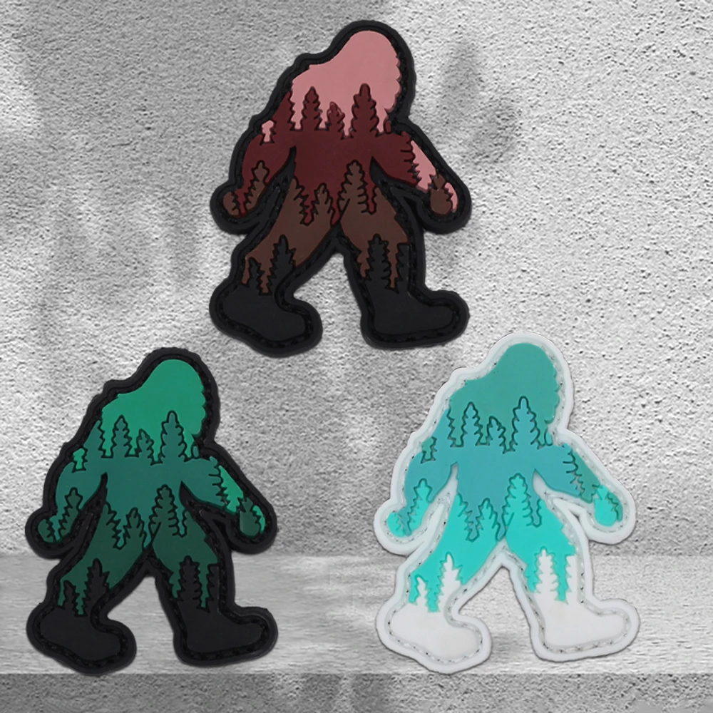 Humanoid Forest Silhouette Pattern Pvc Armband Patch Badge with Glow-In-The-Dark Effect, Waterproof and Wear-Resistant, for Jackets, Backpacks, Vests, and Clothing, Personalized Identification Patch with Fleece Backing