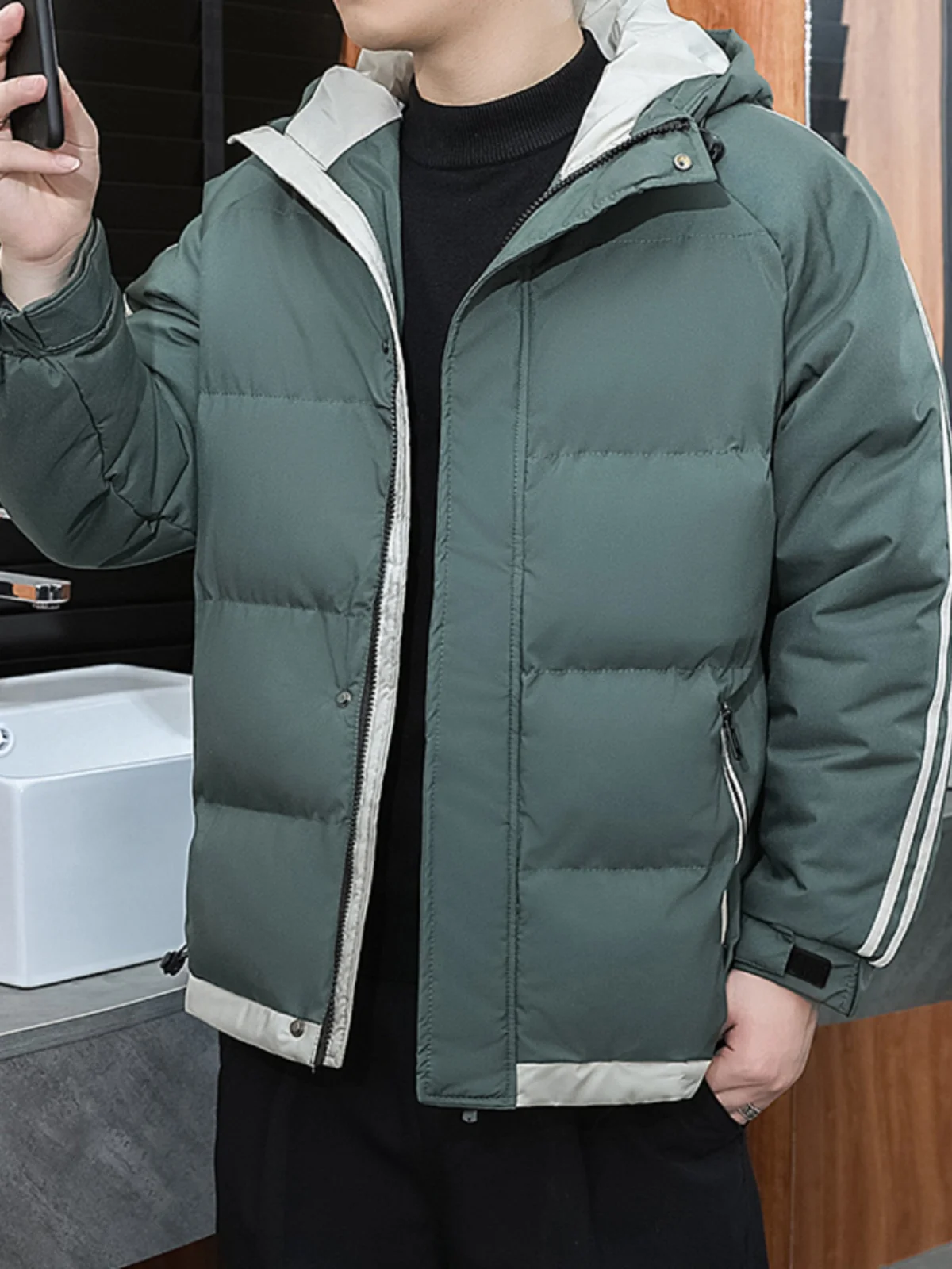 جايت قطني غير رسمي للرجال 2023 ملابس خارجية عصرية جديدة معطف دافئ للخبز مع حامل للشباب مناسب بسحاب للإغلاق... #2