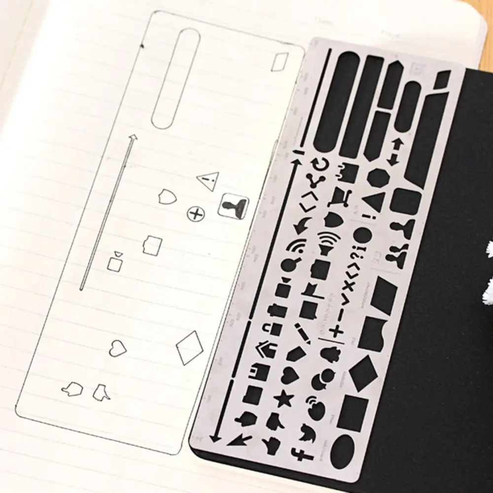 Cat Shape Template Ruler School Projects Smooth Surface Hollowed Out Ruler Pocket-Sized Stainless Steel Drawing Template Ruler