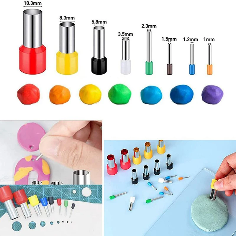 8 Sizes Polymer Clay Cutter Molds Hole Punches Tool 8Pcs/set DIY Polymer Clay Earrings Making Craft Handmade