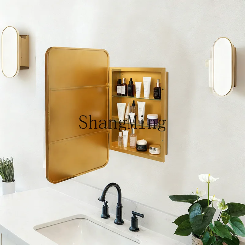 SM simple modern hotel bathroom mirror homestay bathroom wall mirror toiletries storage rack